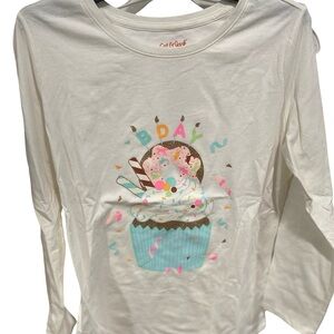 Cat & Jack White BDAY Cupcake Long Sleeve Tee